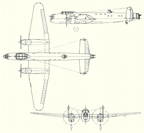Plans d'un Manchester Mk. IA (origine : Aircraft of the Royal Air Force 1918-57 - Owen Thetford)
