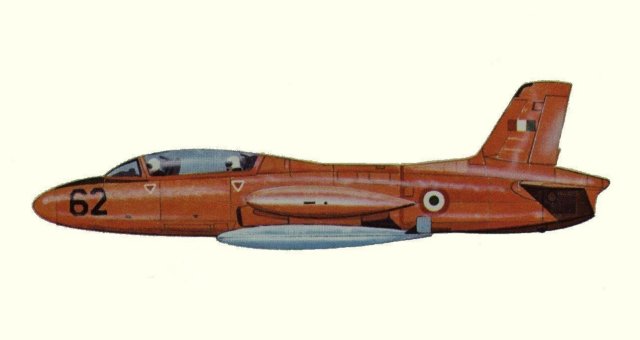 Vue d'un Aermacchi M.B.326 (origine : Fighters, encyclopaedia of world aircraft - Kenneth Munson)
