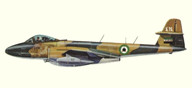 Vue d'un Meteor F. 8 (origine : Fighters, encyclopaedia of world aircraft - Kenneth Munson)