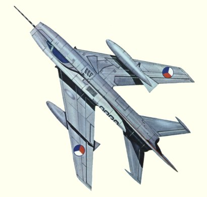 Plan d'un MiG-19S Farmer-C (origine : Fighters, encyclopaedia of world aircraft - Kenneth Munson)