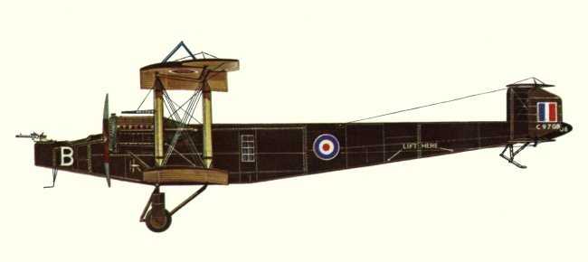 Vue d'un bombardier O/400 du R.N.A.S (origine : Bombers 1914-1919 - Kenneth Munson)