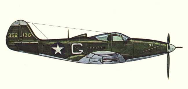 Vue d'un P-39D (origine : Fighters 1939-1945 - Kenneth Munson)