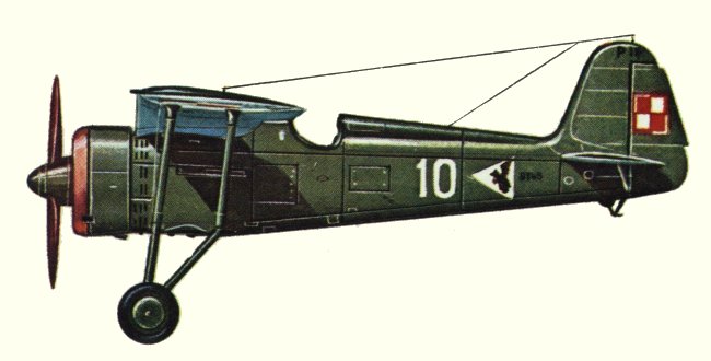 Vue d'un PZL P.11c (origine : Fighters 1939-1945 - Kenneth Munson)