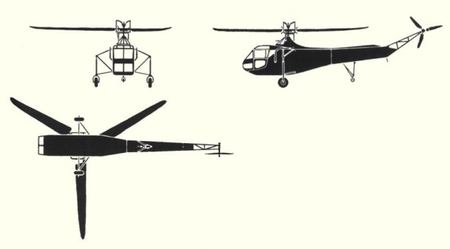 Plans d'un Sikorsky R-4B (photo : Jane's fighting aircraft of World War II)
