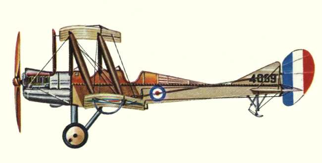 Vue d'un biplan R.A.F. B.E.2c (origine : Bombers 1914-1919 - Kenneth Munson)