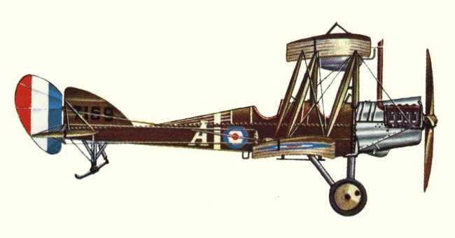 Vue d'un biplan R.A.F. B.E.2e (origine : Bombers 1914-1919 - Kenneth Munson)