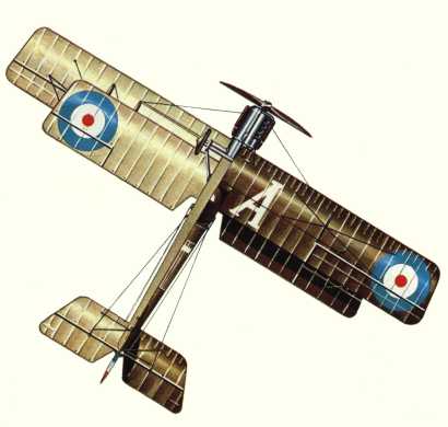 Plan d'un biplan R.A.F. B.E.2e (origine : Bombers 1914-1919 - Kenneth Munson)