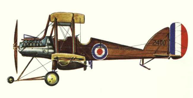 Vue d'un biplan R.A.F. R.E.7 (origine : Bombers 1914-1919 - Kenneth Munson)