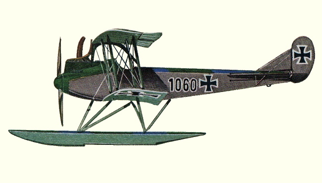 Vue d'un hydravion biplan Rumpler 6B-1 (origine : Fighters 1914-1919 - Kenneth Munson)
