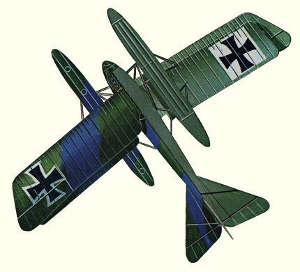 Plan d'un biplan Rumpler 6B-1 (origine : Fighters 1914-1919 - Kenneth Munson)