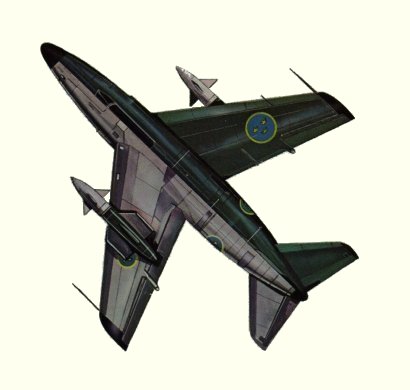 Plan d'un Saab A32A Lansen (origine : Fighters, encyclopaedia of world aircraft - Kenneth Munson)