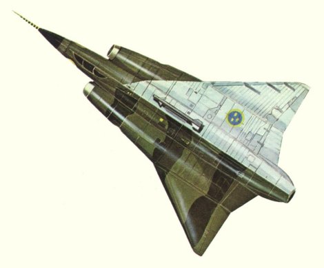 Plan d'un Saab J35A Draken (origine : Fighters, encyclopaedia of world aircraft - Kenneth Munson)