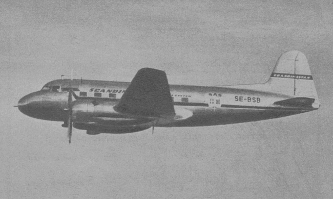 Vue d'un Saab 90 Scandia (photo : Gallica - Aviation magazine, avril 1952)