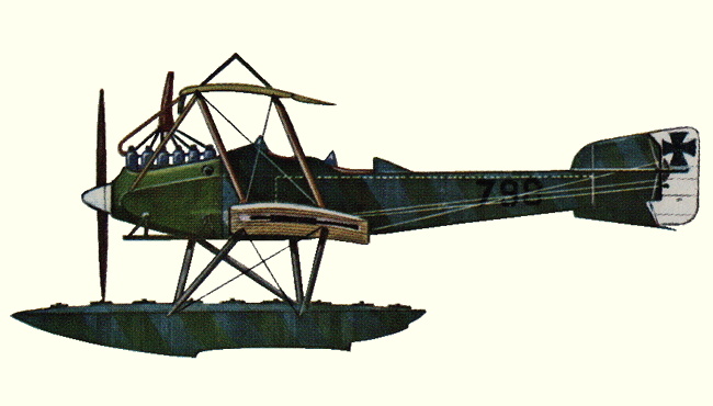 Vue d'un hydravion Sablatnig SF2 (origine : Fighters 1914-1919 - Kenneth Munson)