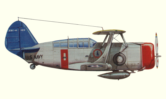 Vue d'un Curtiss SBC-4 (origine : Bombers between the wars 1919-1939 - Kenneth Munson)