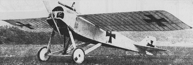 Vue d'un chasseur monoplan Siemens-Schuckert E.I (photo : Jane's fighting aircraft of World War I John W.R. Taylor)