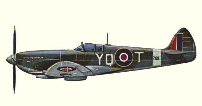 Vue d'un Spitfire HF Mk. VII (origine : Fighters 1939-1945 - Kenneth Munson)