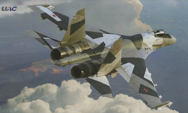Vue d'un chasseur Sukhoi Su-35 (origine : fiche commerciale UAC)