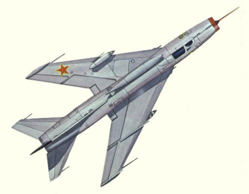 Plan d'un Sukhoi 7 (origine : Fighters, encyclopaedia of world aircraft - Kenneth Munson)