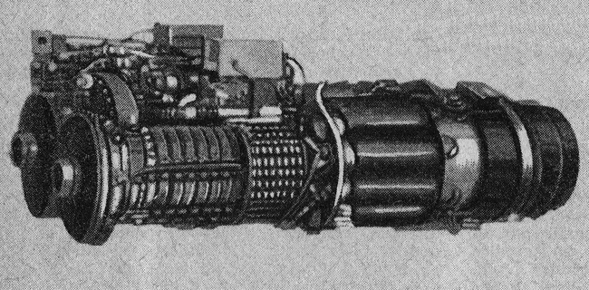 Vue d'un turbopropulseur Allison T40 (photo : Science et Vie, août 1950)