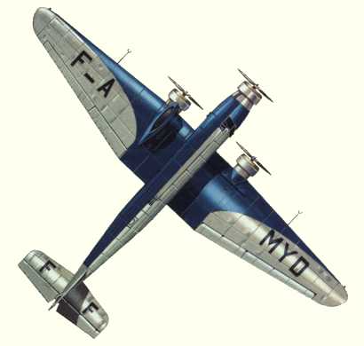 Plan d'un Wibault 283.T12 (origine : Airliners between the wars 1919-1939 - Kenneth Munson)