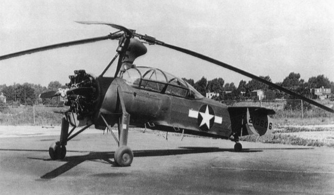 Vue d'un autogire Kellett YO-60 (photo : At the Controls - E. Long, M. Avino, T. Alison, D. Bell)