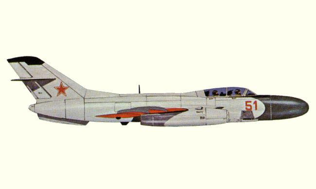 Vue d'un Yak-25 (origine : Fighters, encyclopaedia of world aircraft - Kenneth Munson)