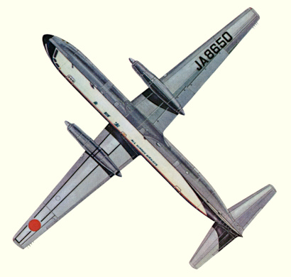 Plan d'un YS-11 (origine : Civil Airliners since 1946 - Kenneth Munson)